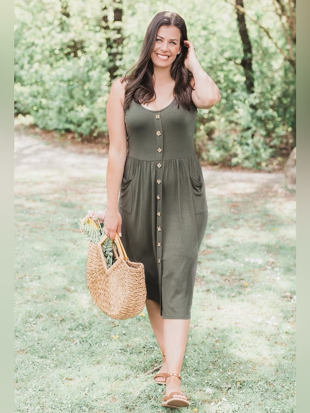 By the Seashore Dress (NWT) Olive Green, Size XS/S *VERY Stretchy